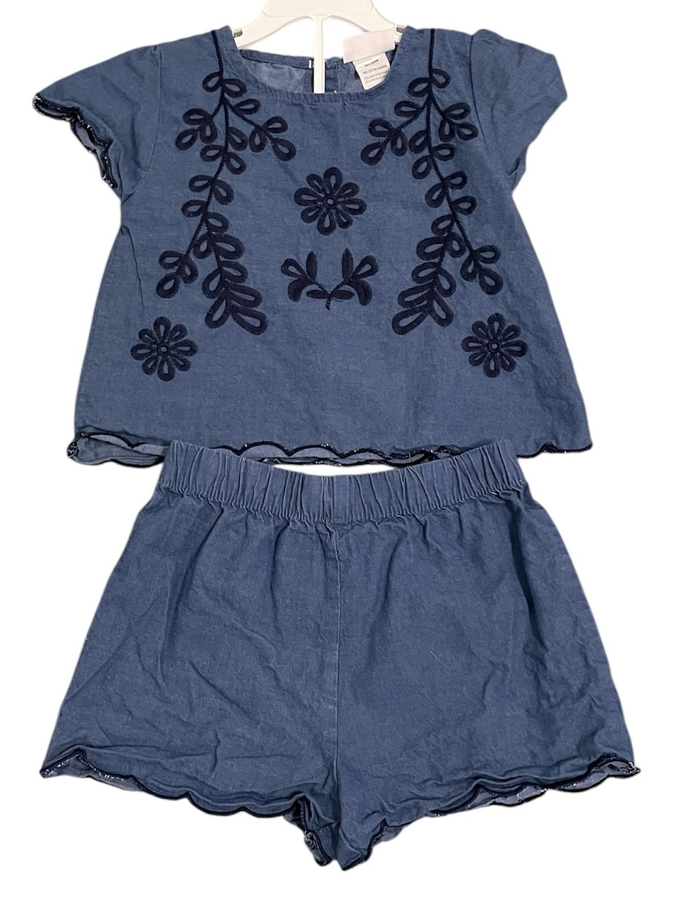 Rachel Zoe denim scalloped matching shorts and top 6